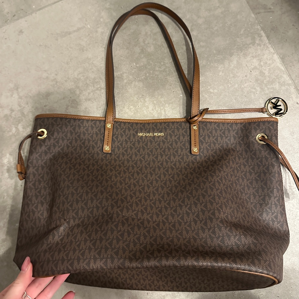 Michael Kors Brown Tote Bag with Gold Accents